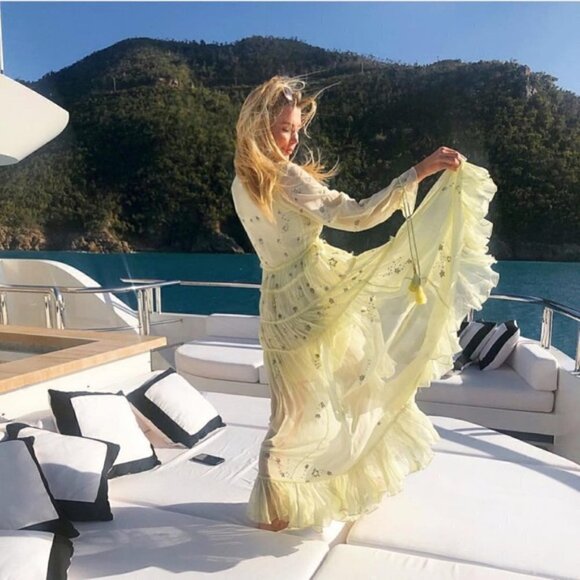 Rococo Sand Dresses & Skirts - Rococo Sand Astral Gold Star Sleeveless High Low Wrap Dress NWT Size Small